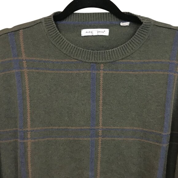Alex Cannon Mens Green Plaid Long Sleeve Sweater Size L Crewneck - Picture 4 of 6